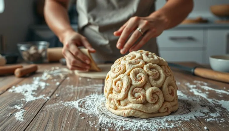 Emotional baking process: hands shaping dough into a mental health dessert Emotional baking process hands shaping dough into a mental health dessert