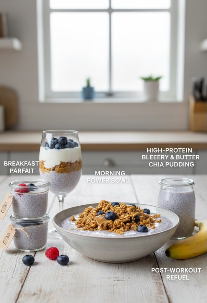 Fuel Your Day: High-Protein Blueberry & Peanut Butter Chia Pudding 3 High-Protein Blueberry & Peanut Butter Chia Pudding-Serving Suggestions