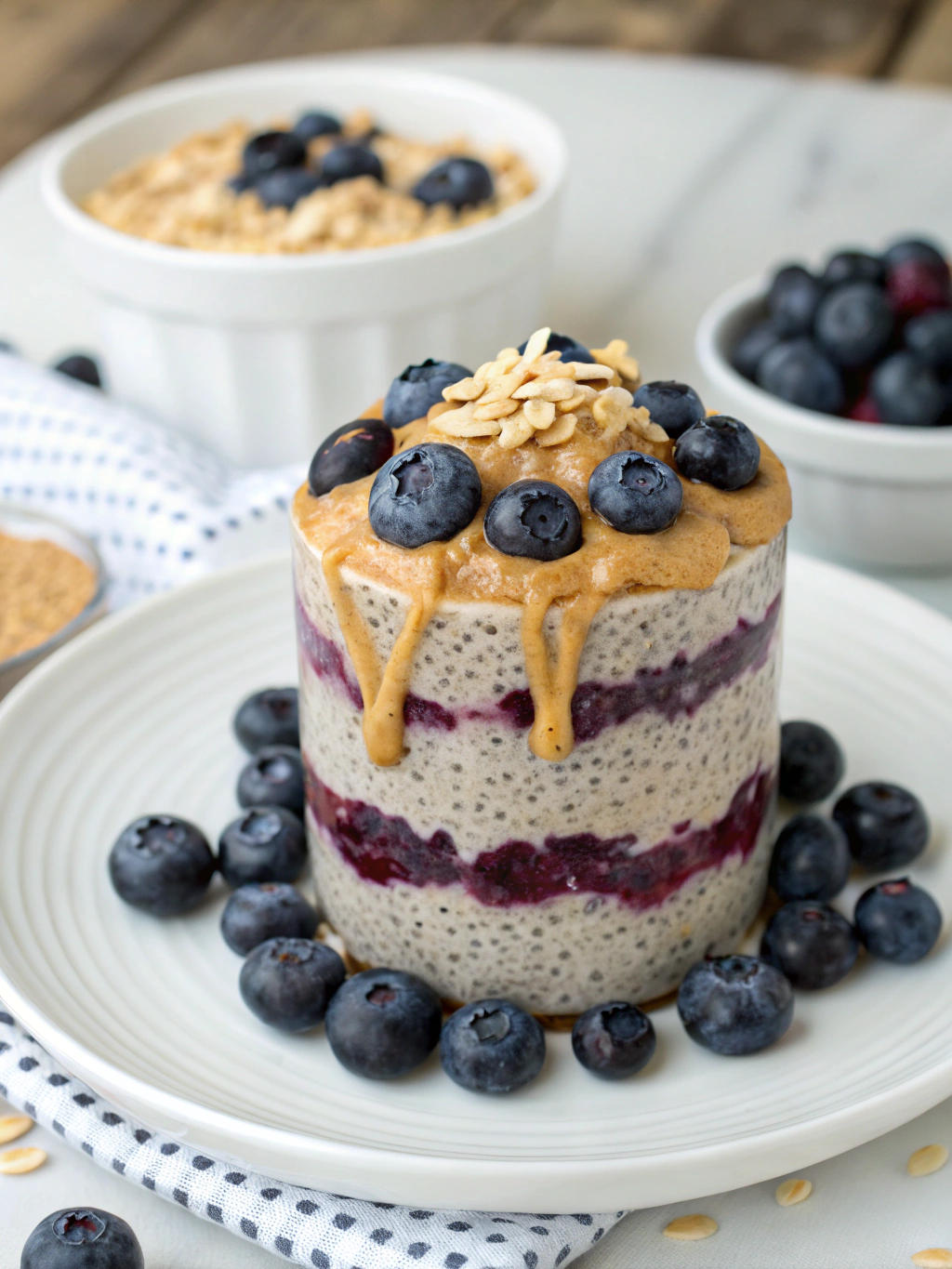 Fuel Your Day: High-Protein Blueberry & Peanut Butter Chia Pudding 1 high protein blueberry peanut butter chia pudding