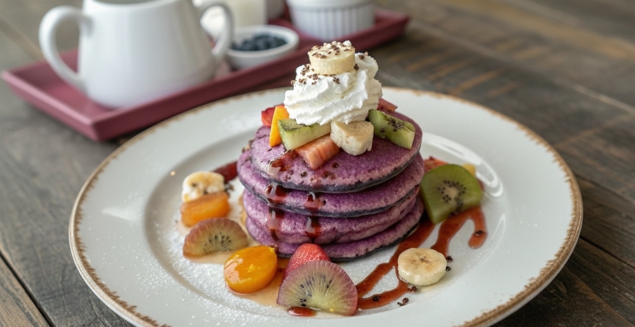 Colorful Breakfast: Making Ube Mochi Pancakes 1 Ube Mochi Pancakes dish