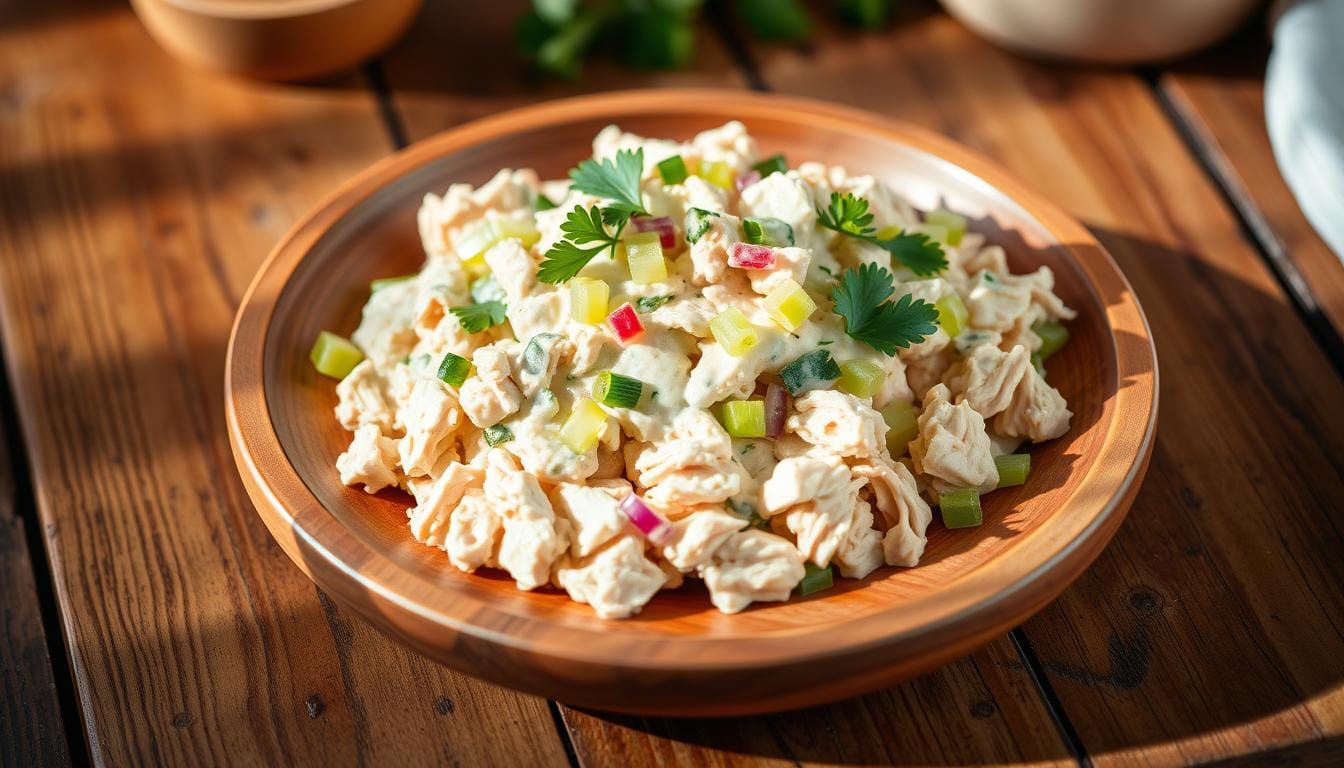 Enjoy a healthy, creamy canned chicken salad recipe that's delightfully simple to make. Perfect for quick lunches or gatherings.