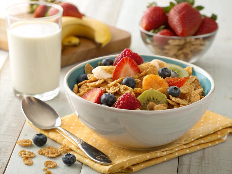 an image of [high protein breakfast cereal] dish presented in a table