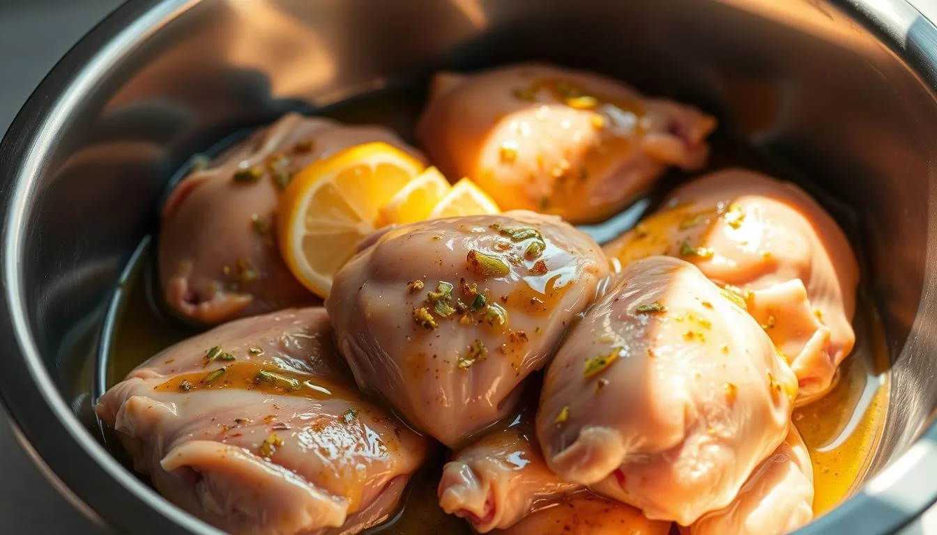 marinating chicken for Authentic Shish Tawook Recipe marinating chicken for Authentic Shish Tawook Recipe
