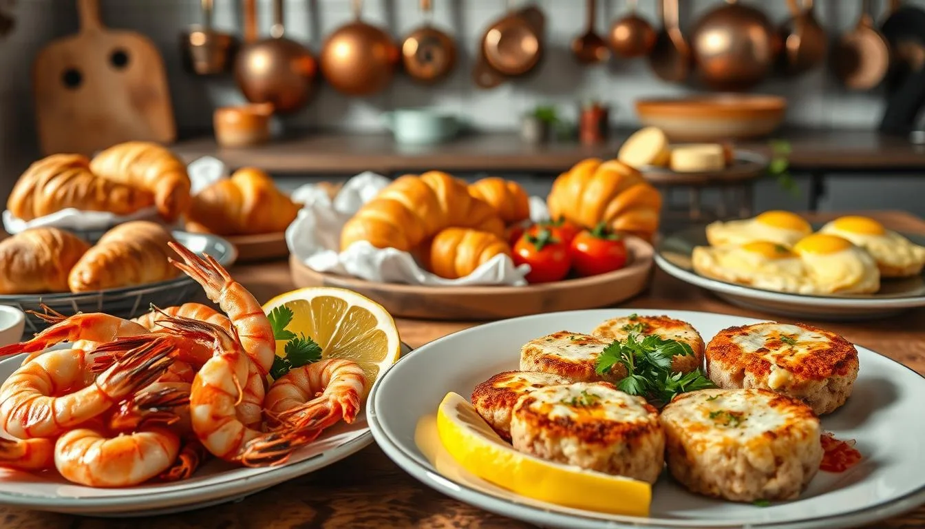 Home 7 Wake up to a seafood breakfast feast! Our collection of easy-to-make seafood breakfast recipes will have you craving these savory and satisfying morning meals.