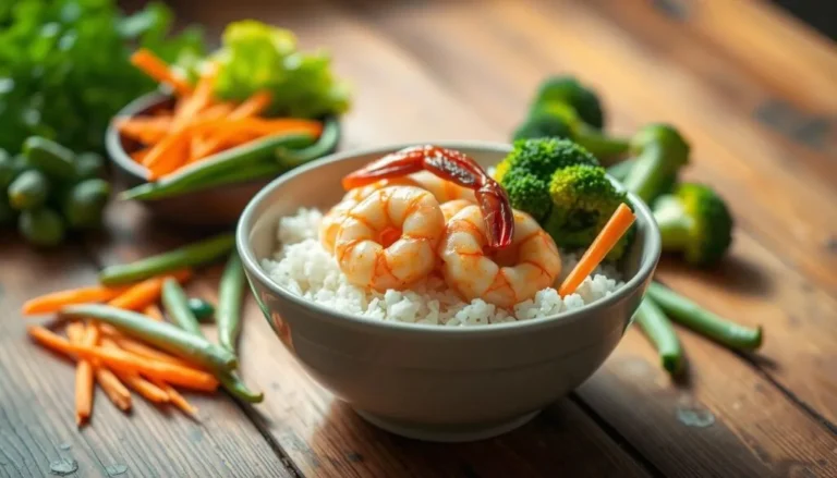 Healthy Shrimp Bowl Recipe 7 Enjoy a flavorful shrimp bowl loaded with fresh vegetables and seasoned to perfection.