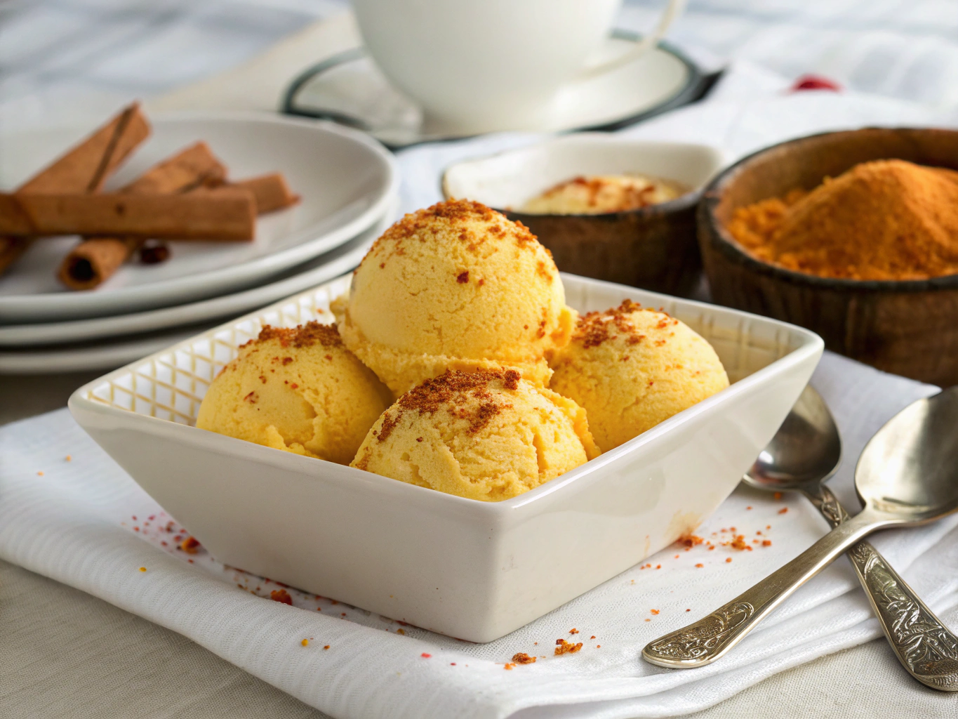 an image of [tajin ice cream] dish presented in a table
