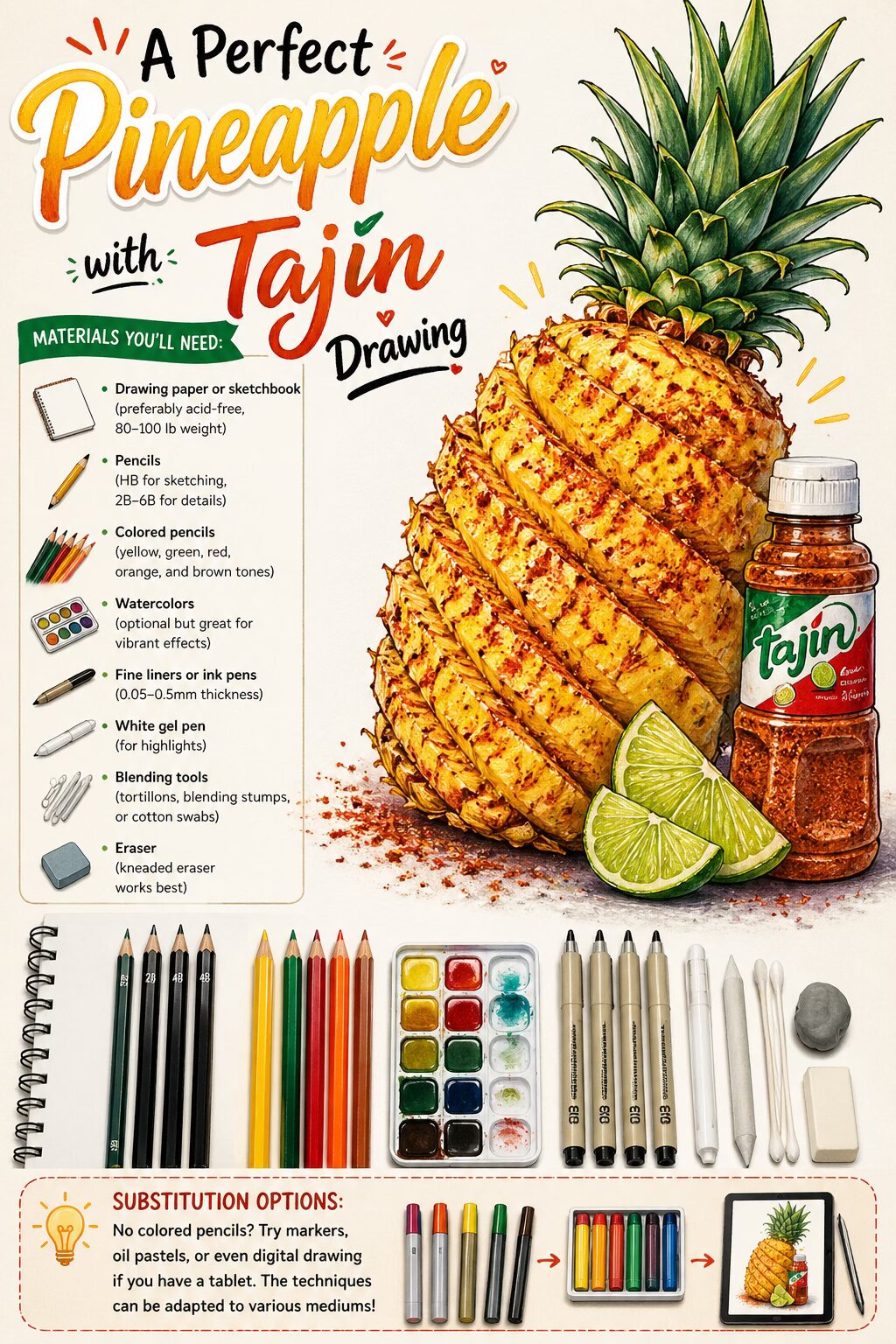 How to draw a pineapple with Tajín