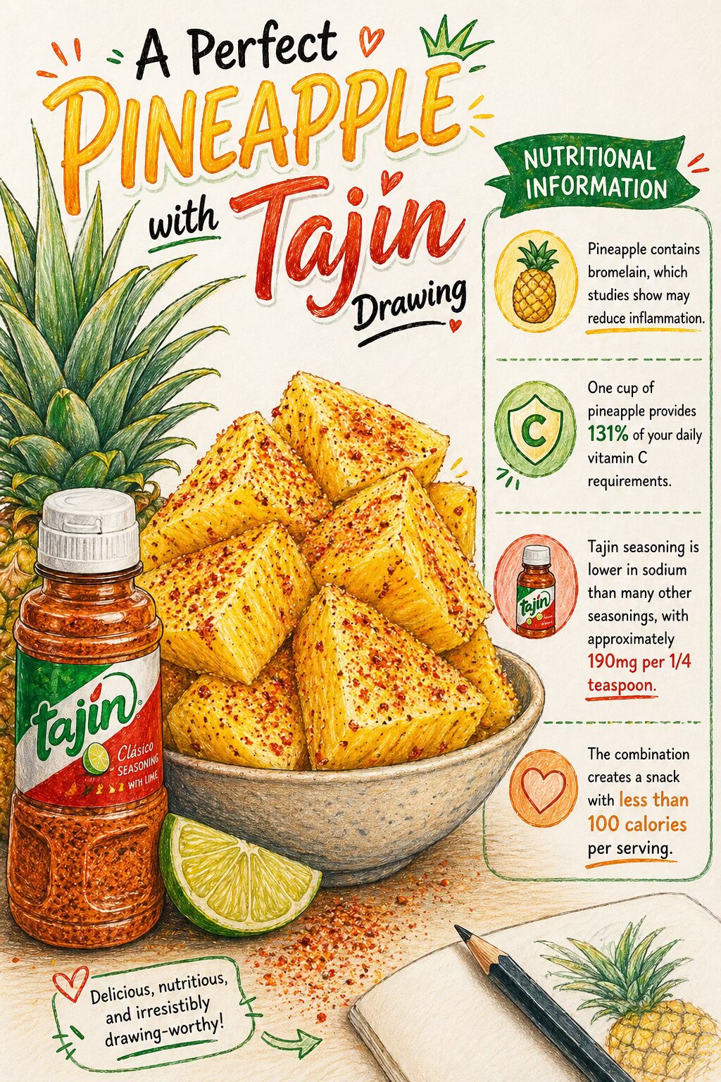 Pineapple with Tajín illustration guide