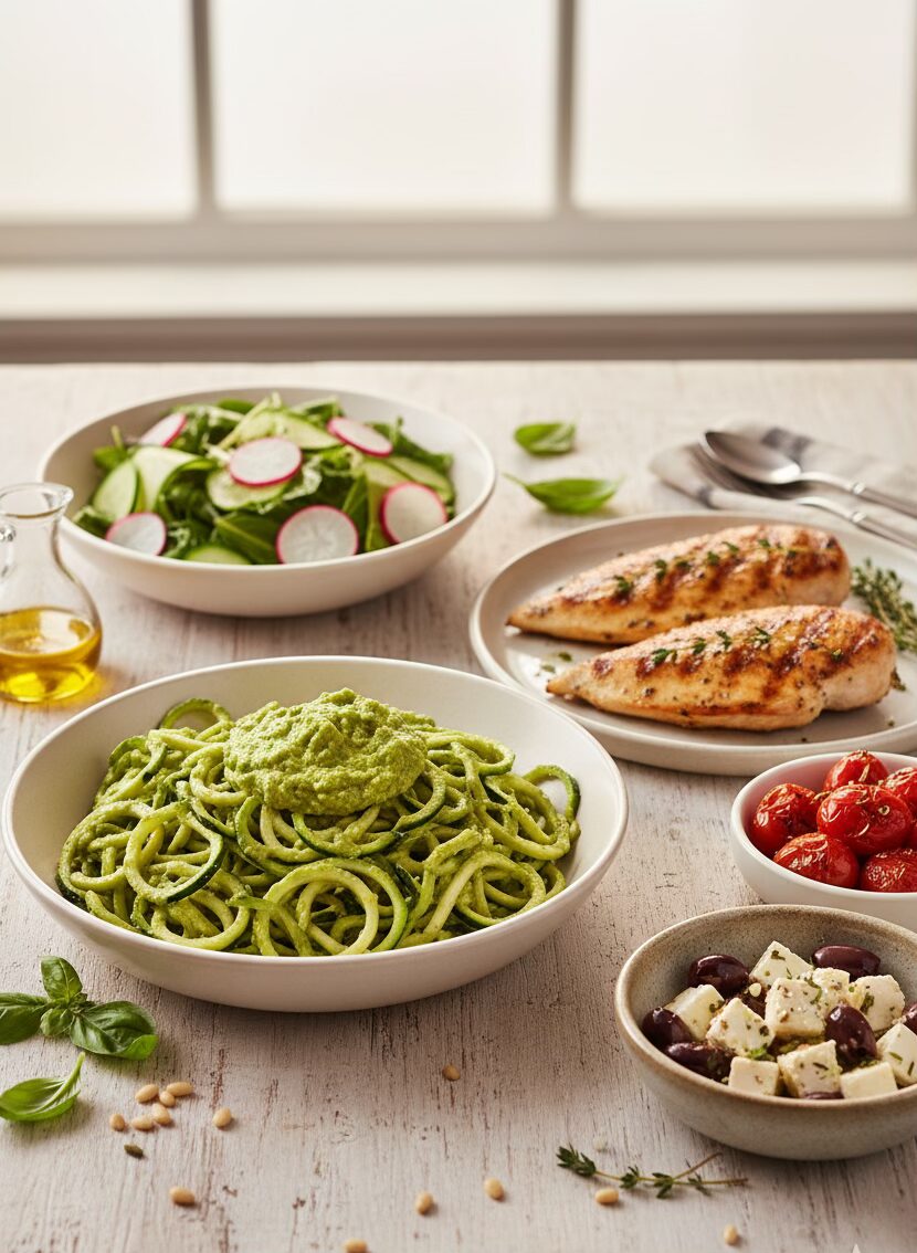Serving Suggestions for Zucchini Noodles with Avocado Pesto