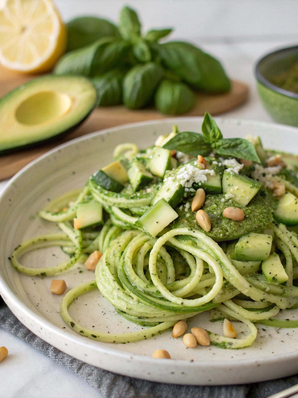 Zucchini Noodles with Avocado Pesto ingredients