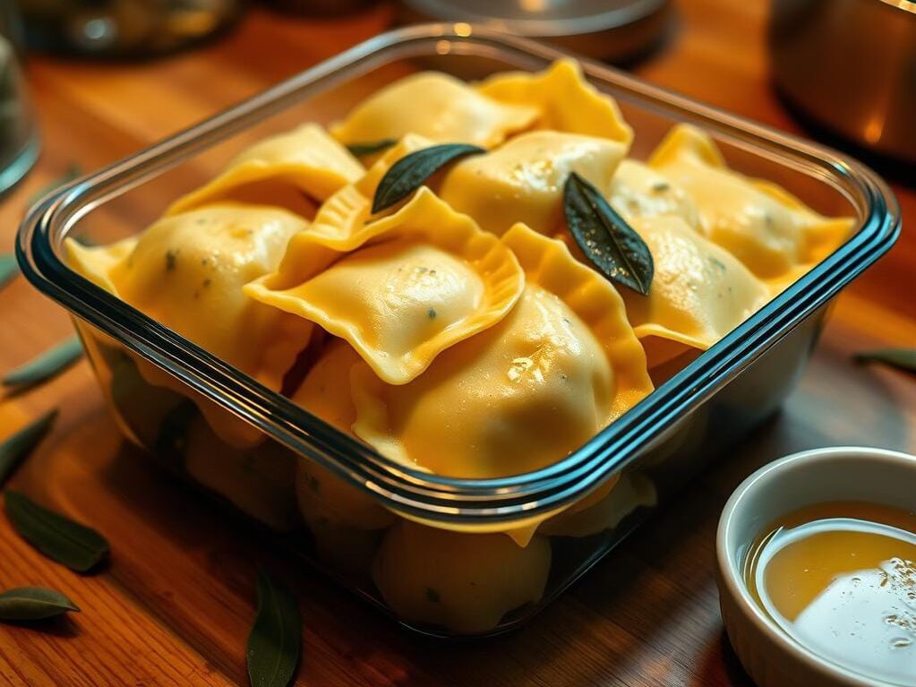 storing fresh pasta with sage butter leftovers