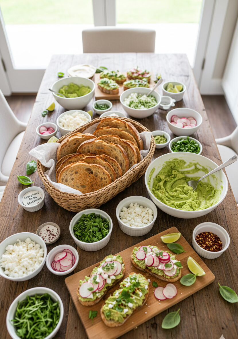 15 Delightful Brunch Potluck Ideas 3 DIY Avocado Toast Bar