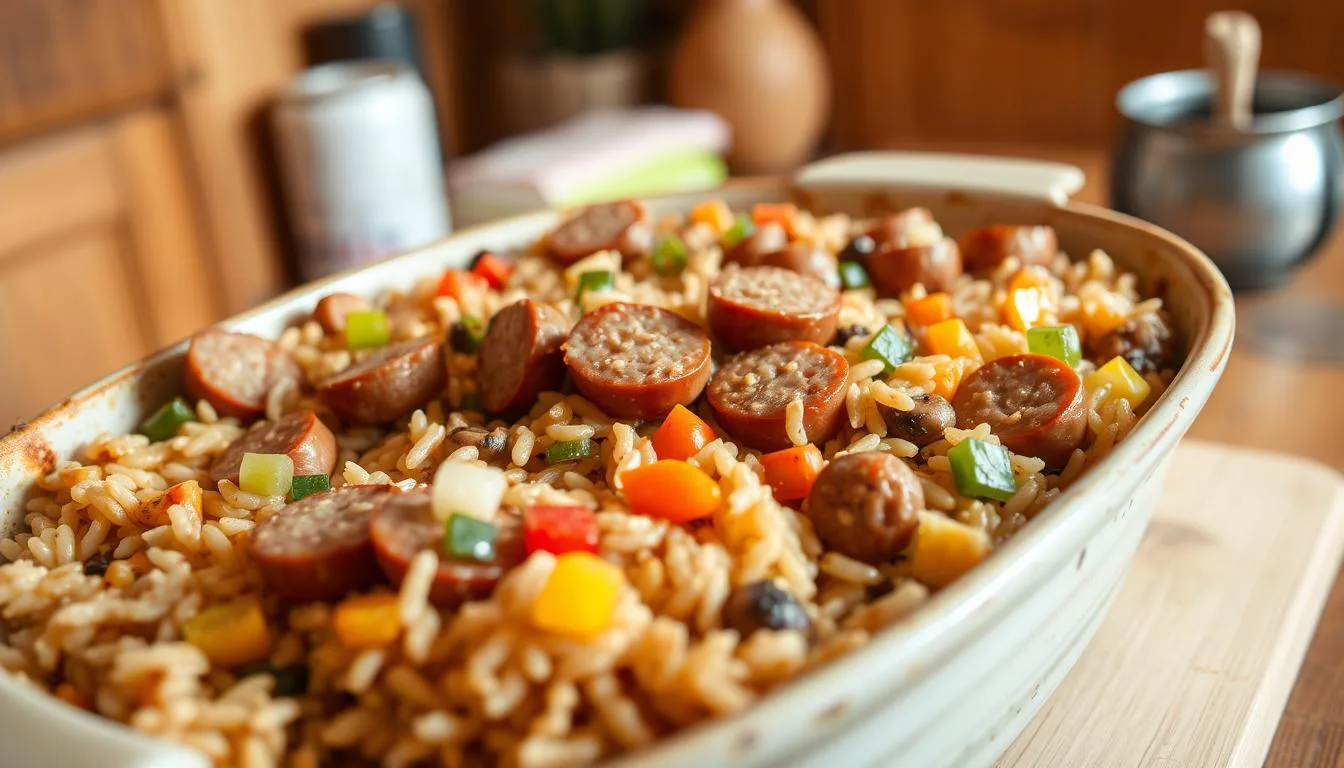 Budget-friendly sausage and rice casserole Budget friendly sausage and rice casserole.webp