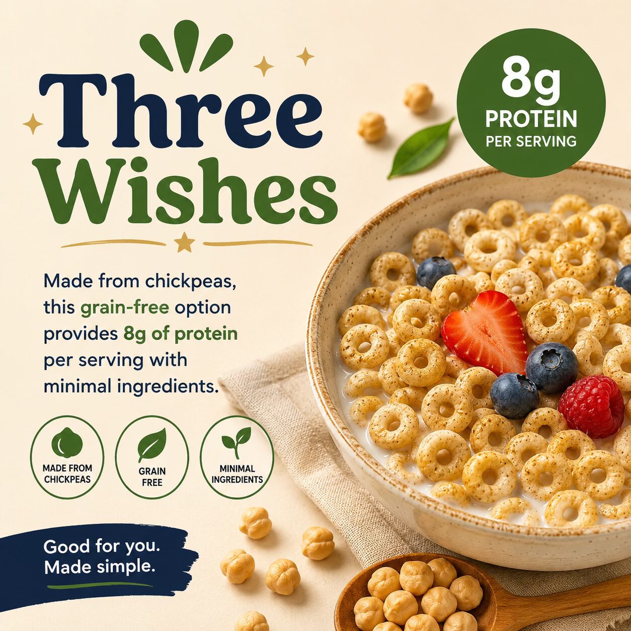 10 High Protein Breakfast Cereals That Actually Taste Great 6 Three Wishes cereal with fresh berries