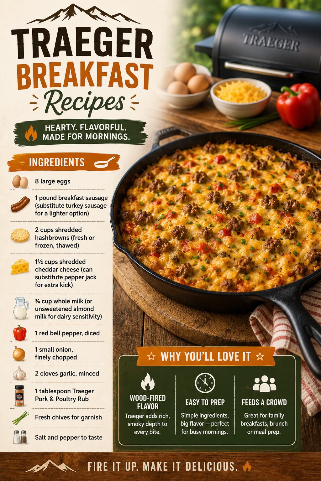 Delicious Traeger Breakfast Recipes 2 Traeger Breakfast Casserole ingredients