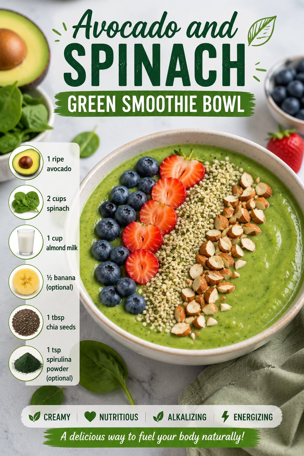 Avocado Spinach Smoothie Bowl Recipe
