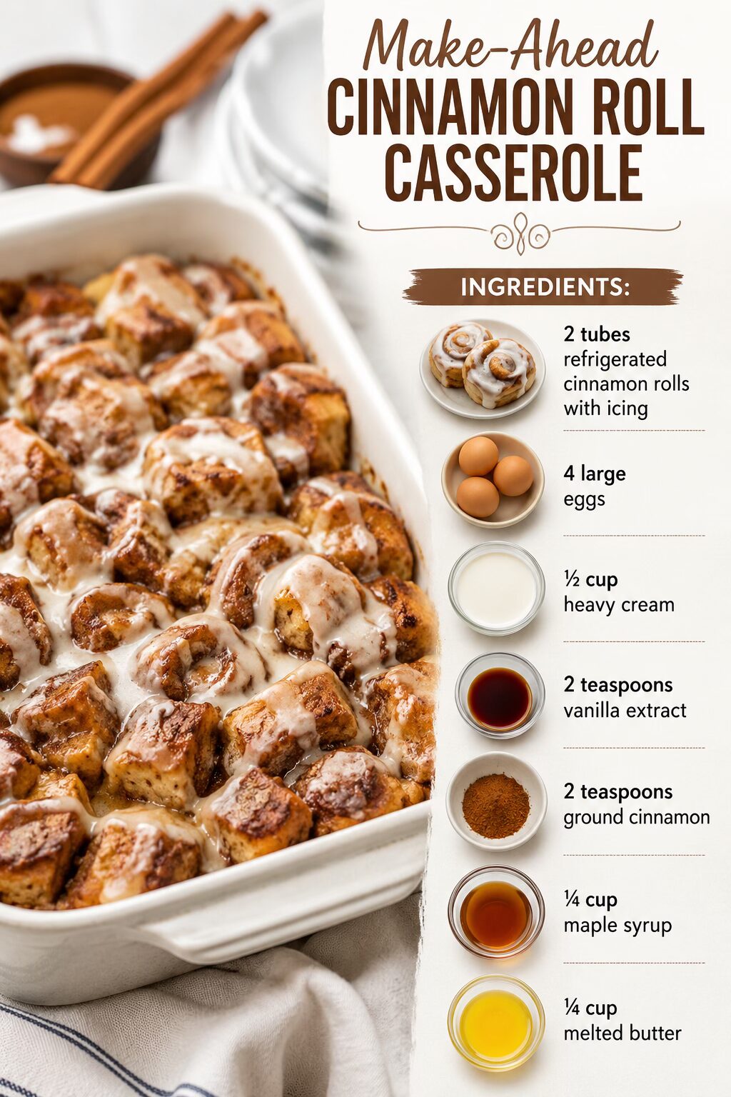 Make-Ahead Cinnamon Roll Casserole