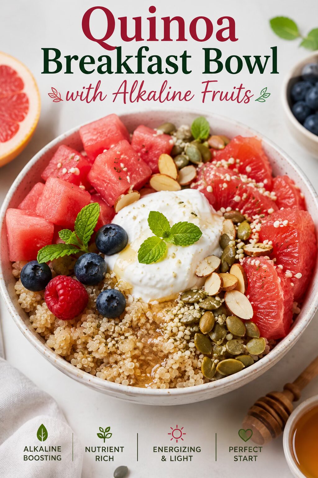 Quinoa Breakfast Bowl with Alkaline Fruits